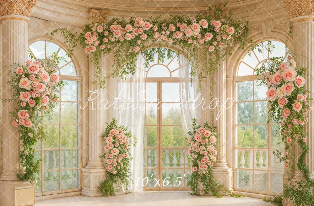Kate Garland Pink Roses Window Columns Backdrop Designed by Emetselch -UK