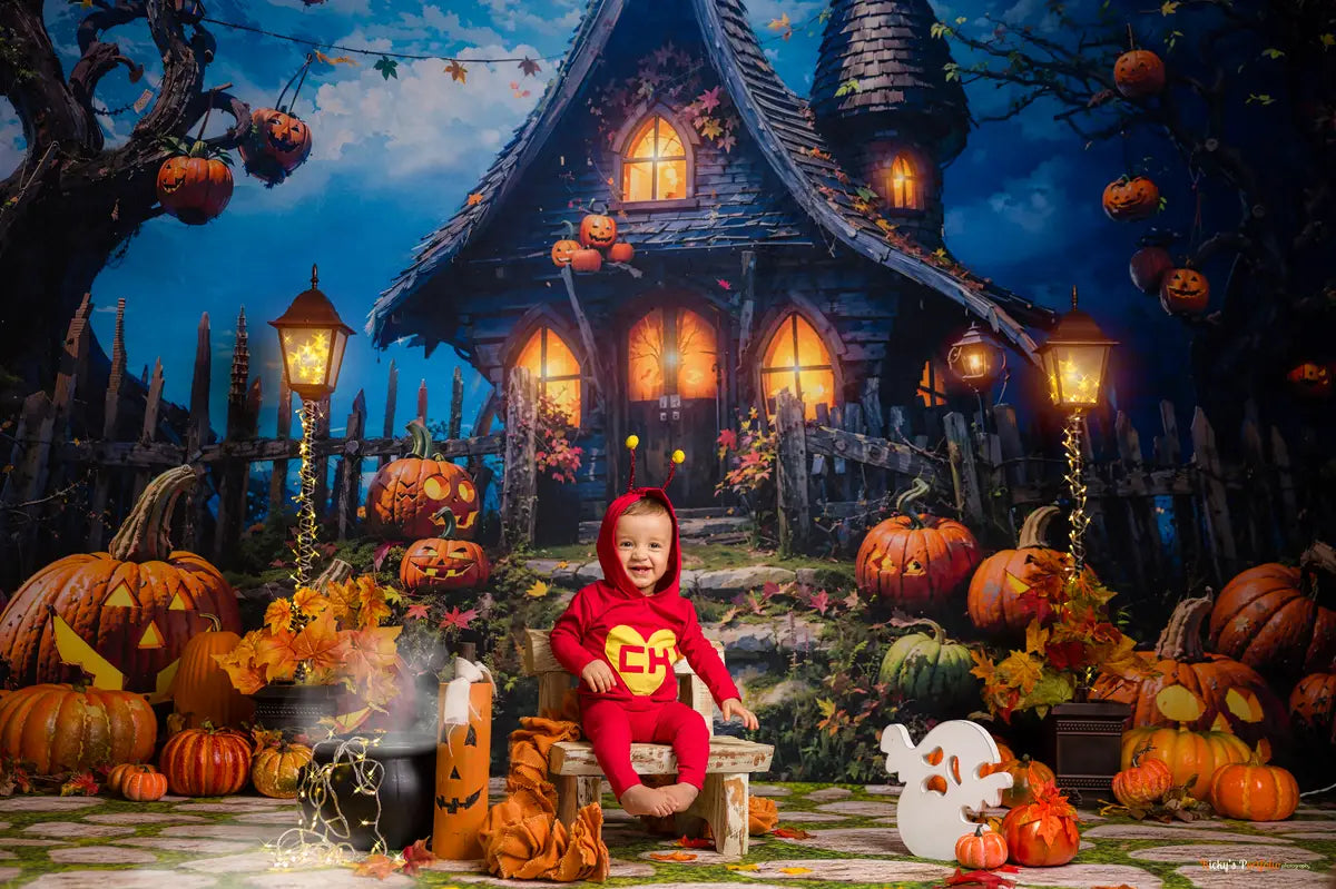 Kate Halloween Pumpkin Castle Backdrop Designed by Chain Photography -UK