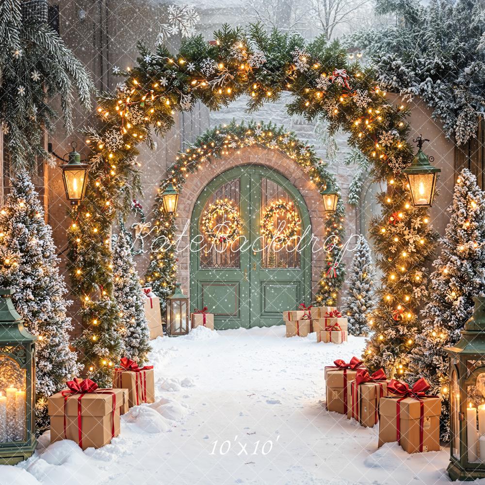 Kate Christmas Archway Wreaths Gifts Snow Backdrop Designed by Emetselch