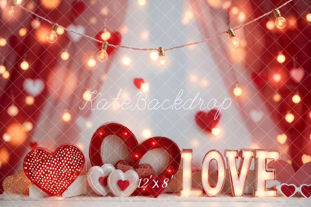 Kate Valentine Hearts Love Lights Fleece Backdrop Designed by Emetselch
