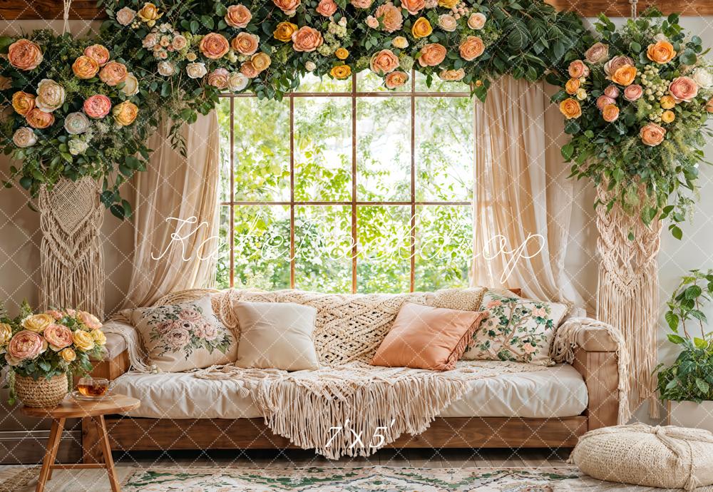 Kate Spring Garland Window Macrame Sofa Backdrop Designed by Emetselch