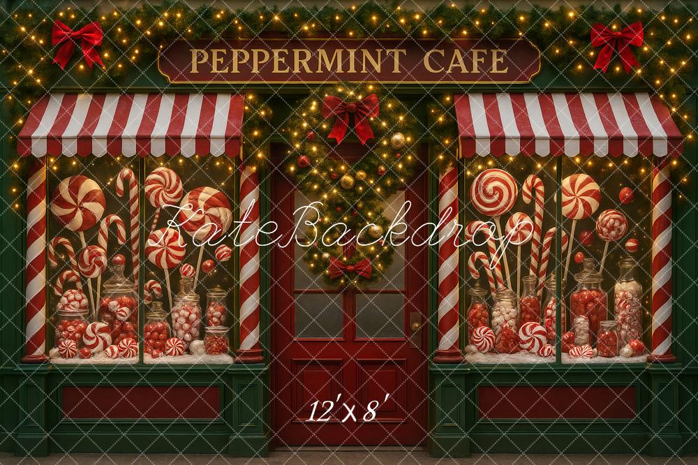 Kate Christmas Peppermint Cafe Candy Shop Backdrop Designed by Ashley Paul