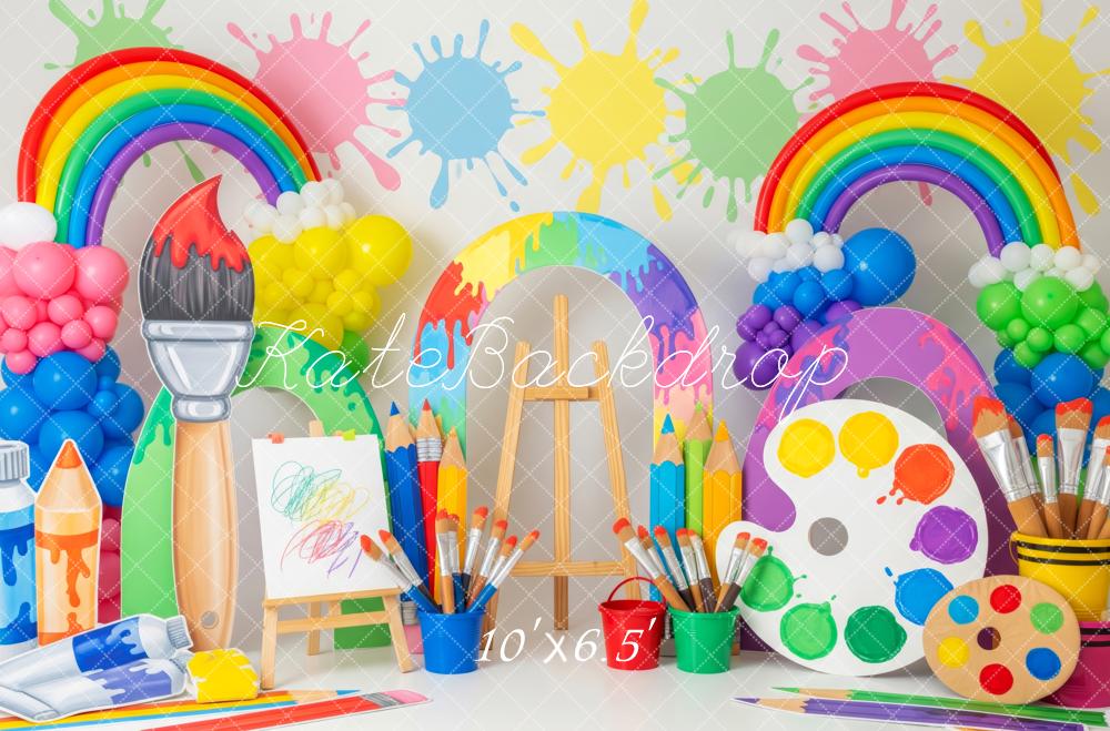 Kate Art Rainbow Paintbrush Palette Colourful Backdrop Designed by Patty Robert