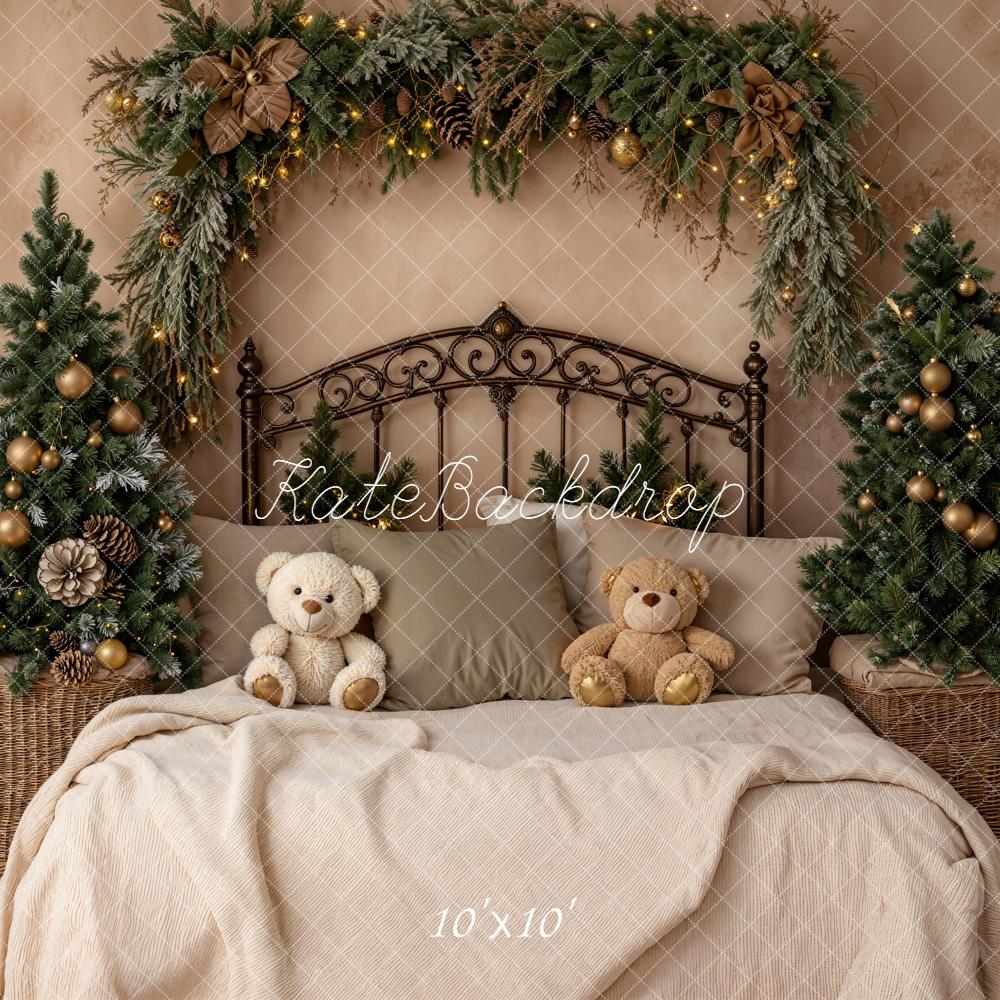 Kate Christmas Bed Teddy Bears Backdrop Designed by Emetselch -UK