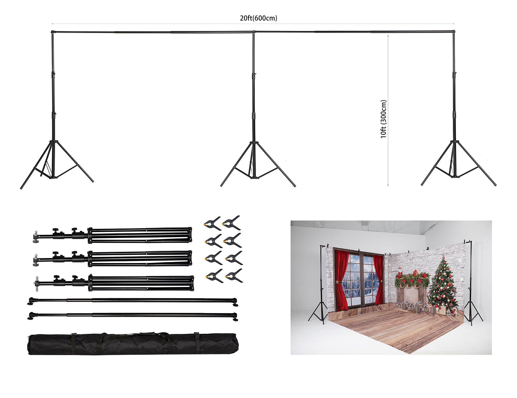 Kate 6x3m Frame Stand for room set( including 8 clips + one carrying case)