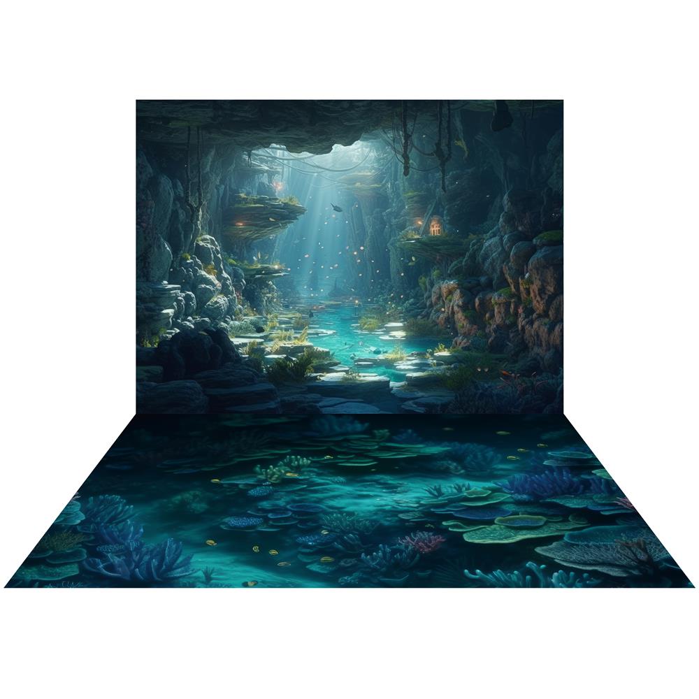 Kate Summer Underwater Backdrop+Mermaid Cave Floor Backdrop