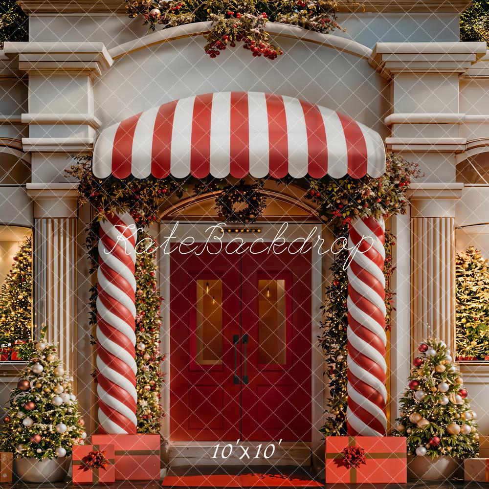 Kate Christmas Candy Cane Red Door Backdrop Designed by Emetselch