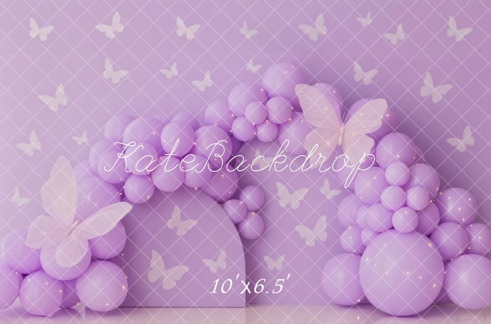 Kate Purple Balloons Butterfly Pattern Backdrop Designed by Patty Robert -UK