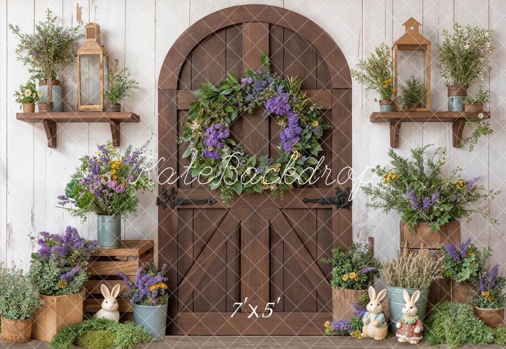 Kate Easter Bunny Floral Wooden Arch Door Backdrop Designed by Emetselch -UK
