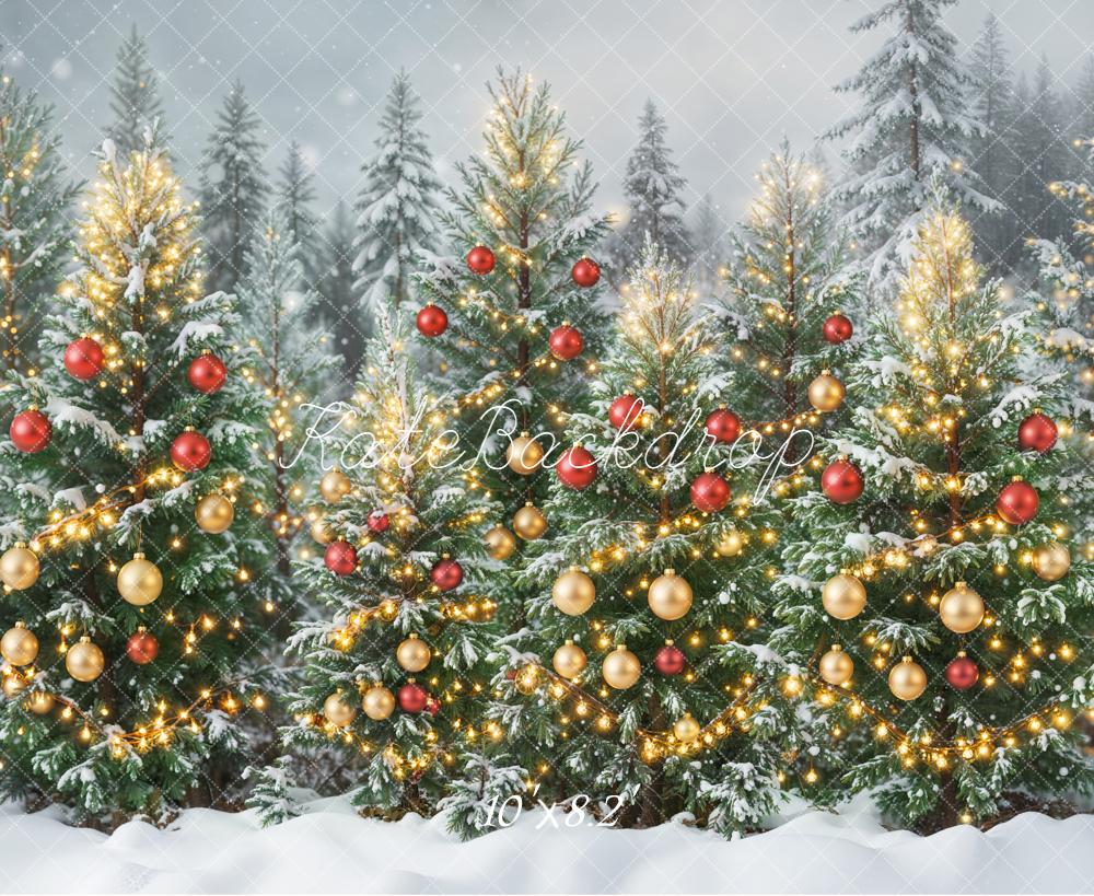 Kate Christmas Snowy Trees Forest Backdrop Designed by Emetselch -UK