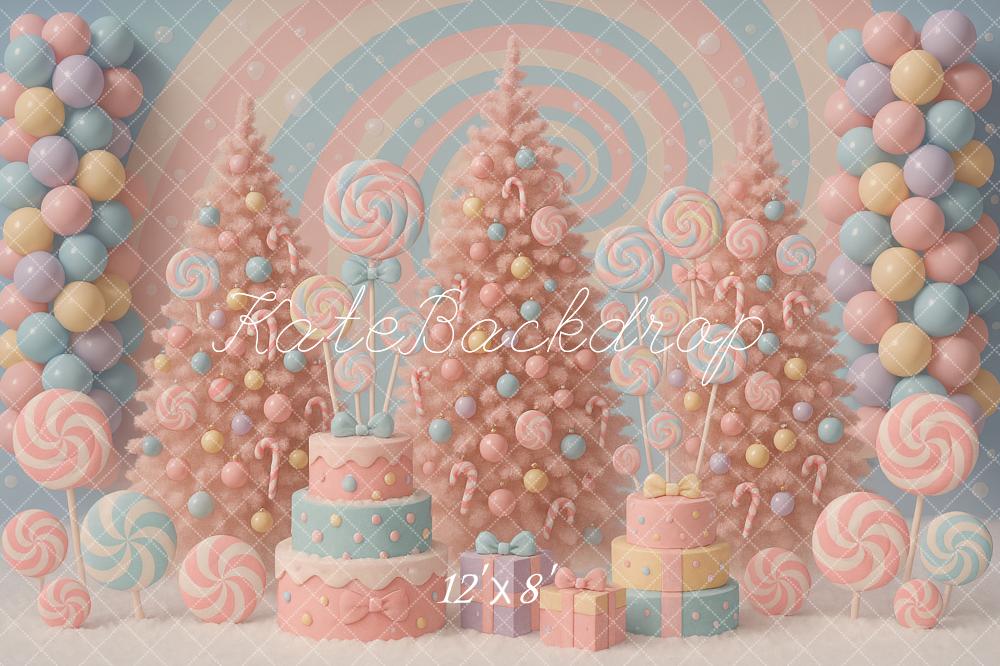 Kate Christmas Candy Land Pastel Swirl Cakes Backdrop Designed by Ashley Paul