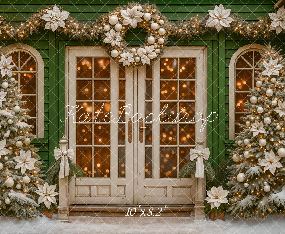 Kate Christmas Wreath Garland Trees Backdrop Designed by Ashley Paul