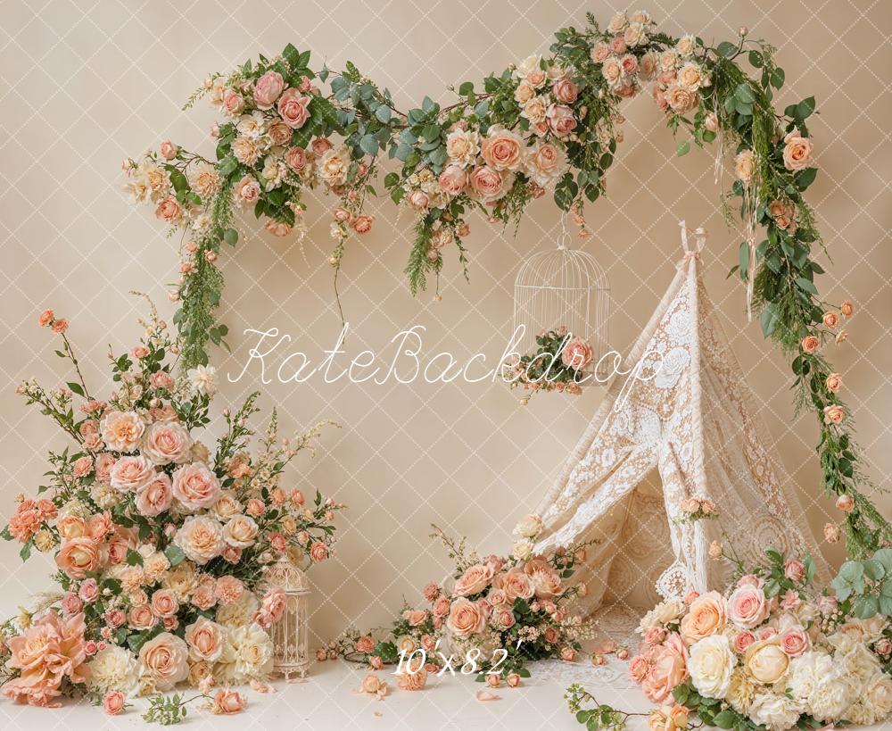 Kate Spring Floral Arch Lace Tent Backdrop Designed by Emetselch