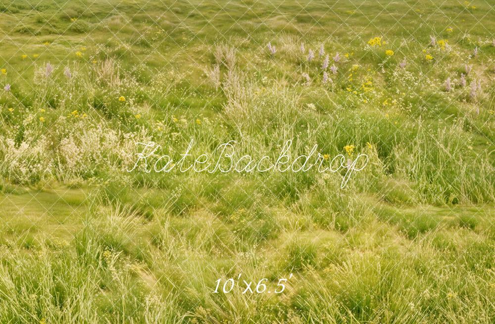 Kate Meadow Grass Green Floor Fleece Backdrop Designed by Emetselch -UK