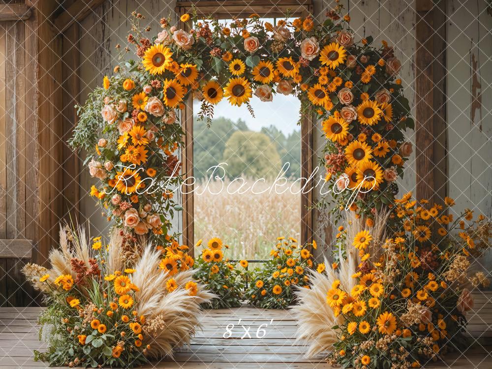Kate Flower Arch Sunflowers Pampas Grass Backdrop Designed by Mini MakeBelieve -UK