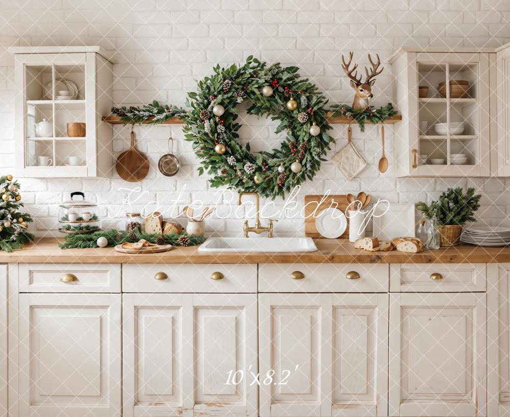 Kate Christmas Kitchen Wreath Garland Backdrop Designed by Emetselch