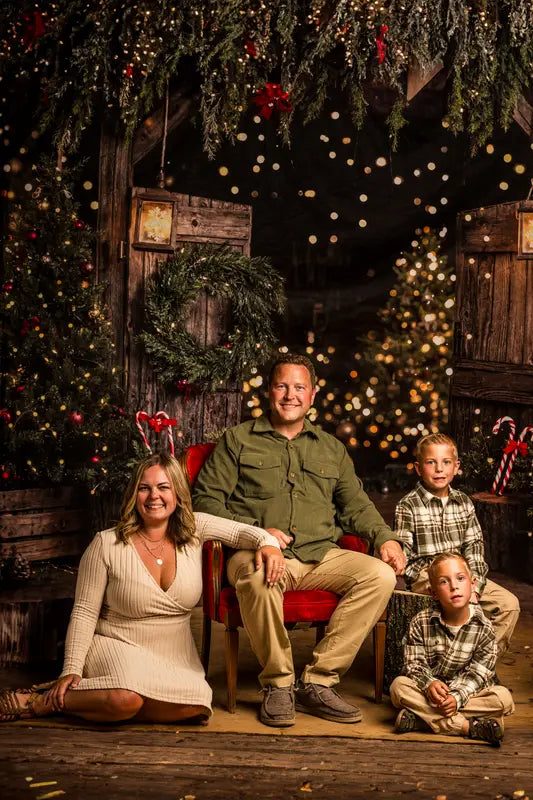 Kate Christmas Tree Rustic Barn Door Wooden Backdrop Designed by Emetselch -UK