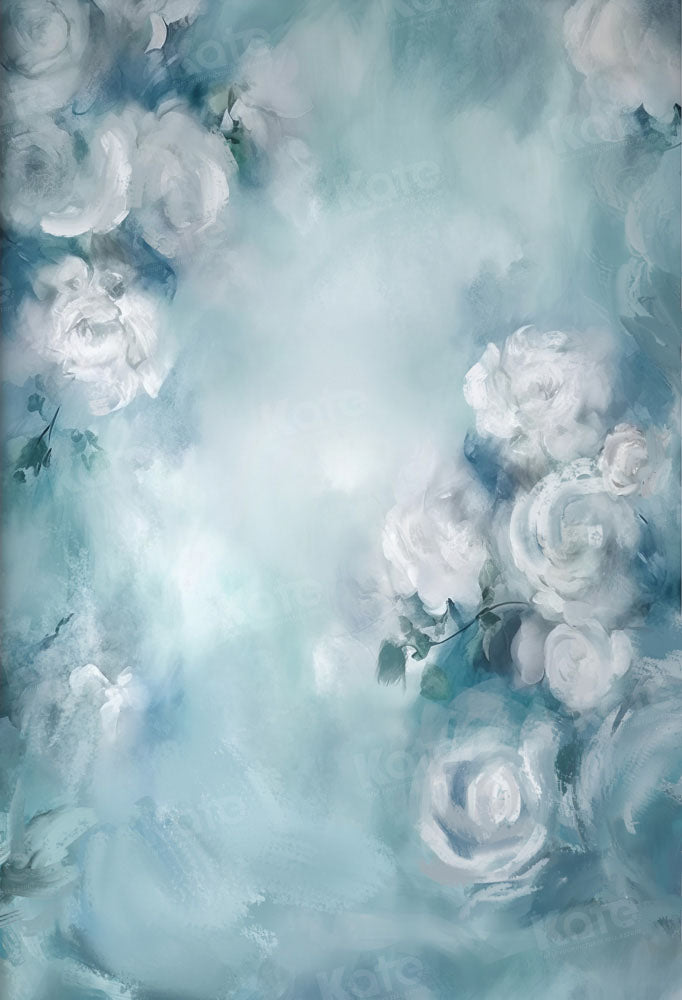 Kate Fine Art White Floral Blue Backdrop Designed by GQ -UK
