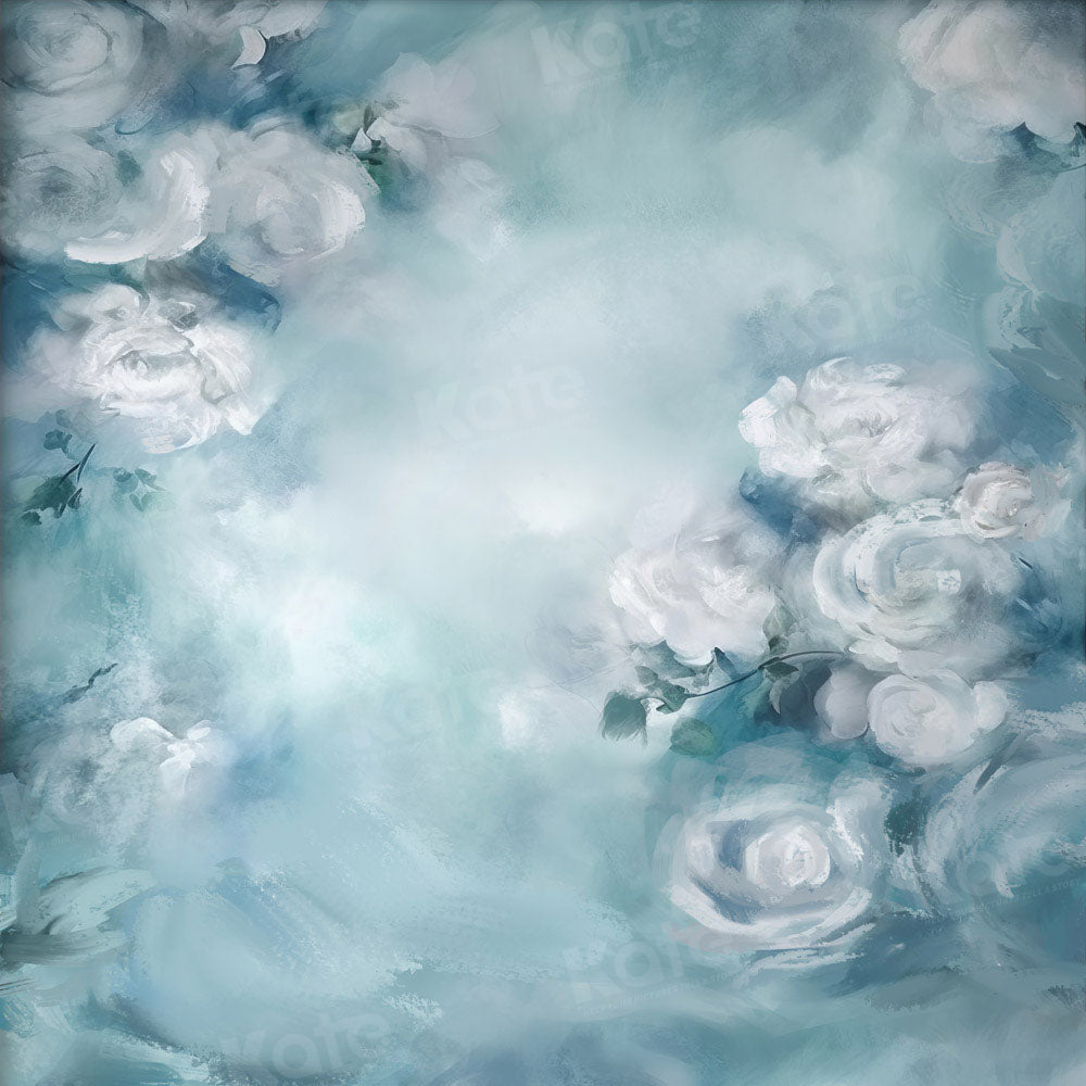 Kate Fine Art White Floral Blue Backdrop Designed by GQ -UK