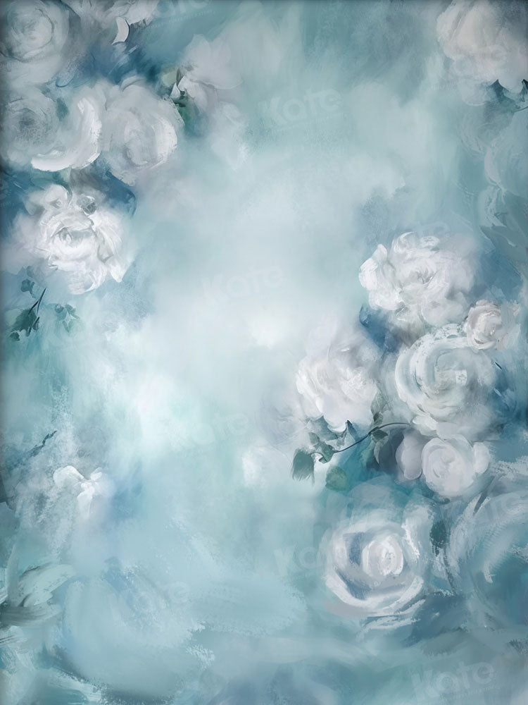 Kate Fine Art White Floral Blue Backdrop Designed by GQ -UK