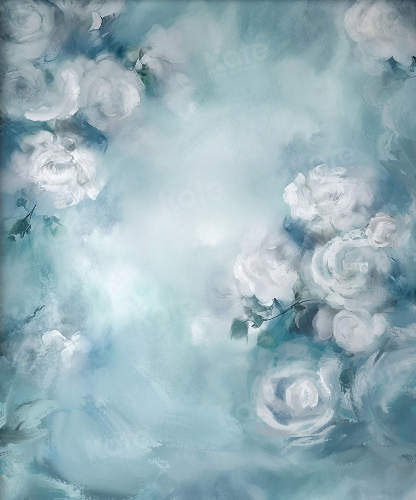 Kate Fine Art White Floral Blue Backdrop Designed by GQ -UK