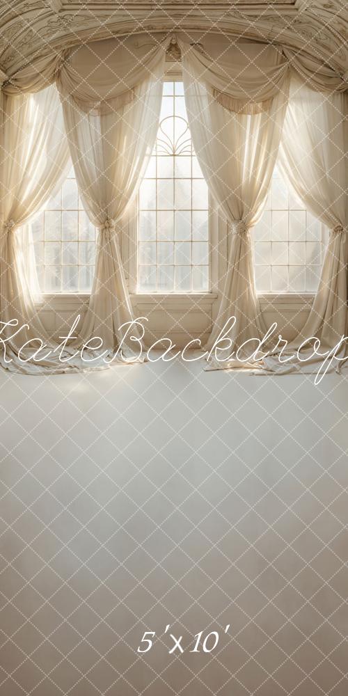 Kate Sweep Vintage White Curtain Arched Window Backdrop Designed by Emetselch -UK