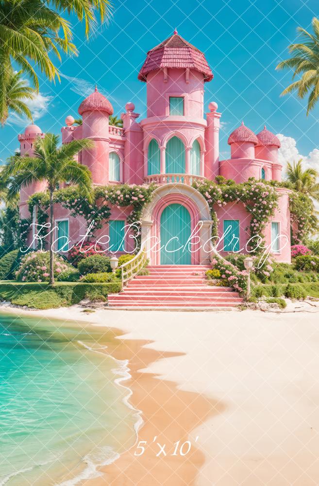 Kate Sweep Summer Sea Pink Castle Backdrop Designed by Chain Photography -UK