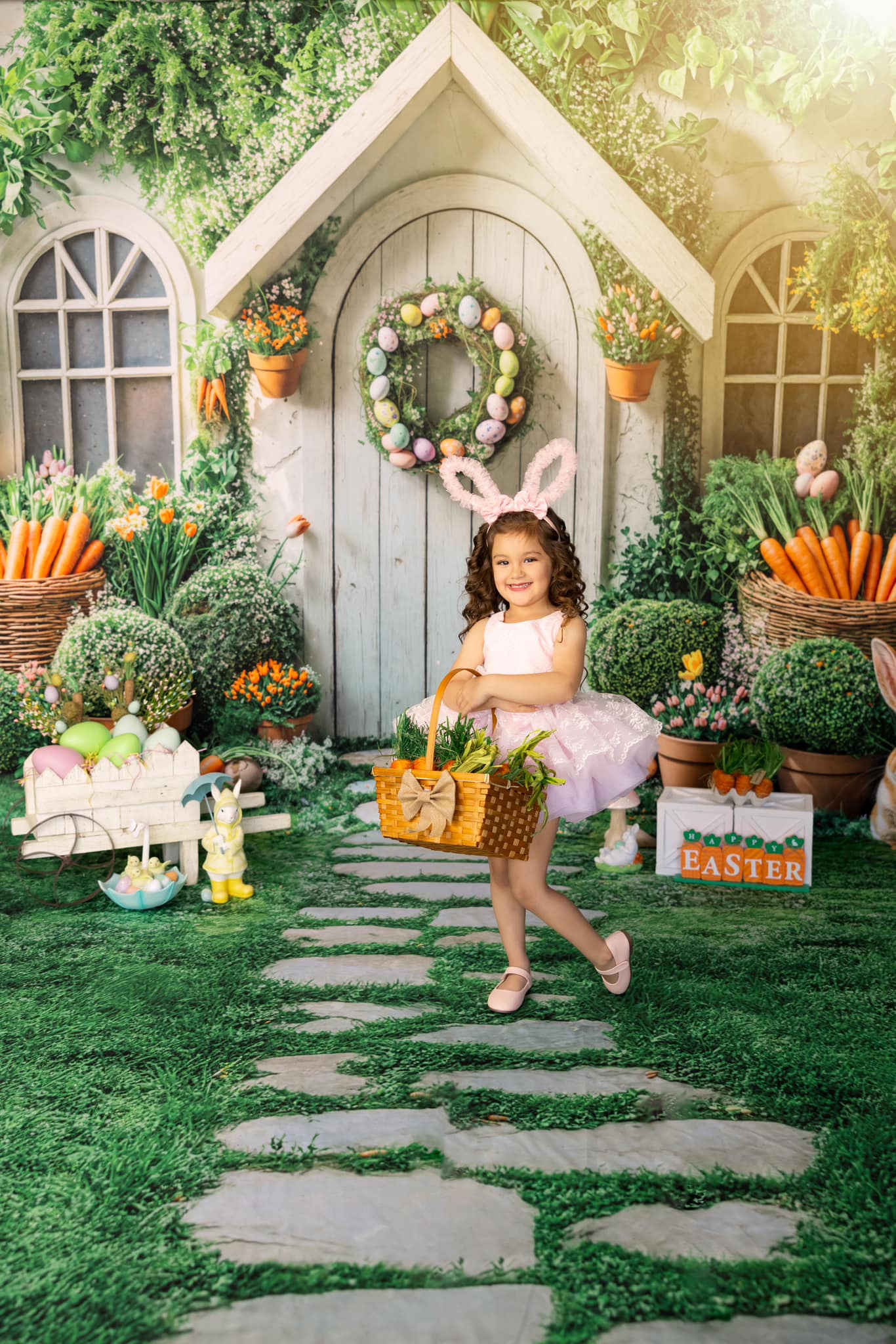 Kate Easter House Bunny Garden Carrots Backdrop Designed by Emetselch -UK