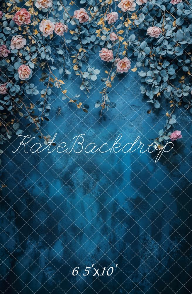 Kate Fine Art Flower Blue Vintage Backdrop Designed by Emetselch