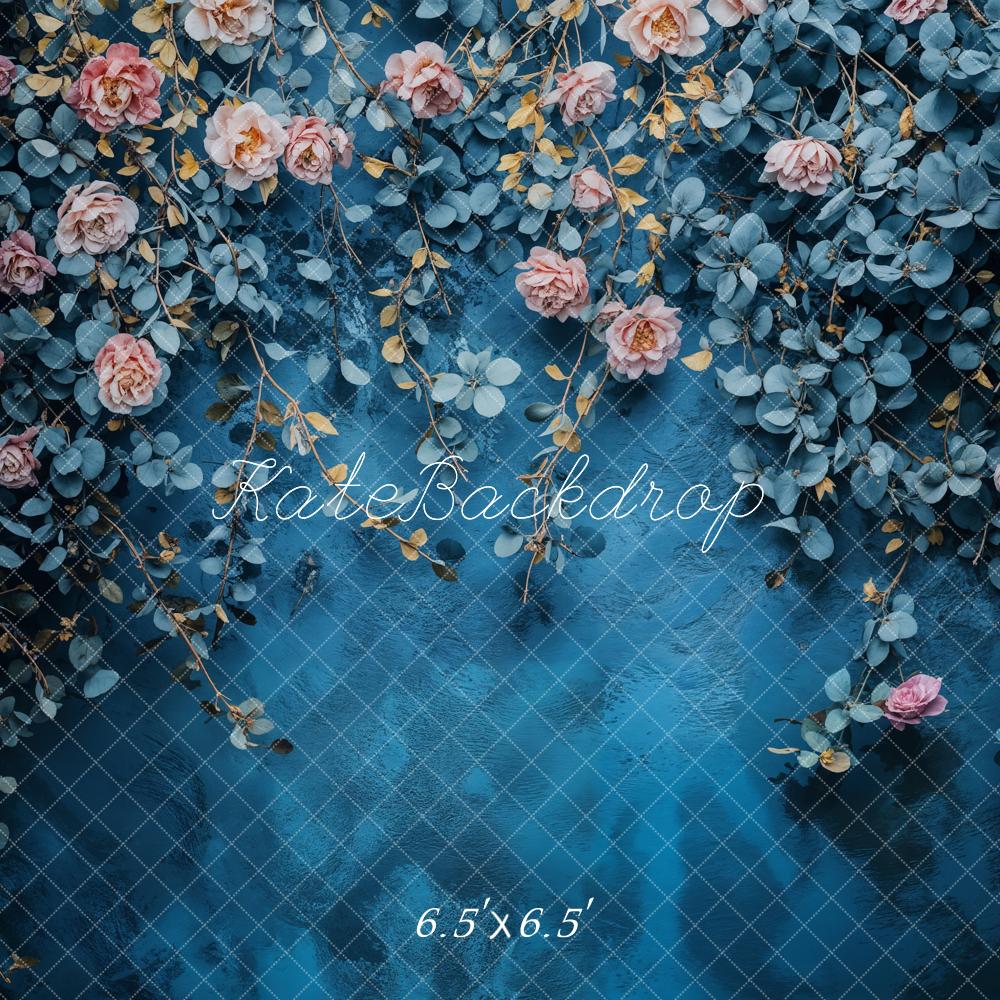Kate Fine Art Flower Blue Vintage Backdrop Designed by Emetselch