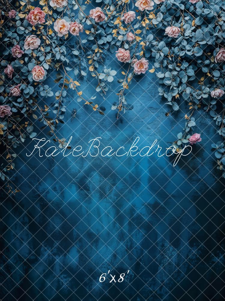 Kate Fine Art Flower Blue Vintage Backdrop Designed by Emetselch