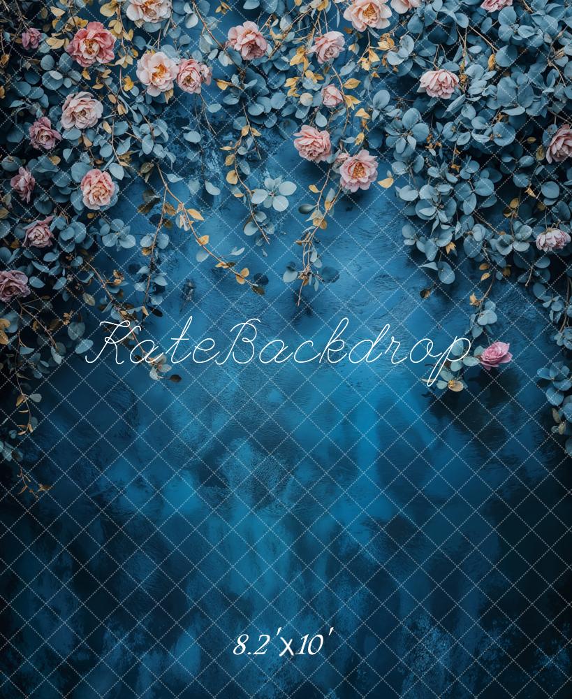 Kate Fine Art Flower Blue Vintage Backdrop Designed by Emetselch