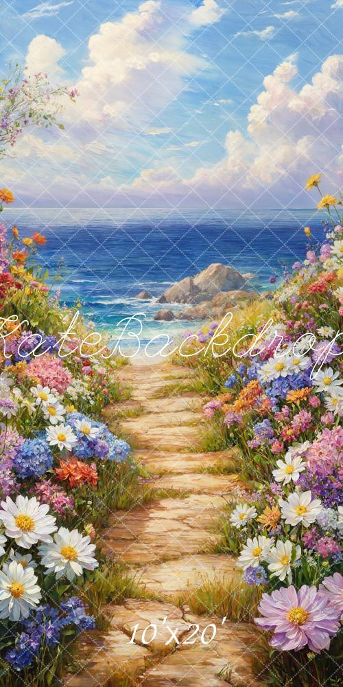 On Sale Kate Spring Floral Path Ocean Backdrop Designed by Emetselch -UK