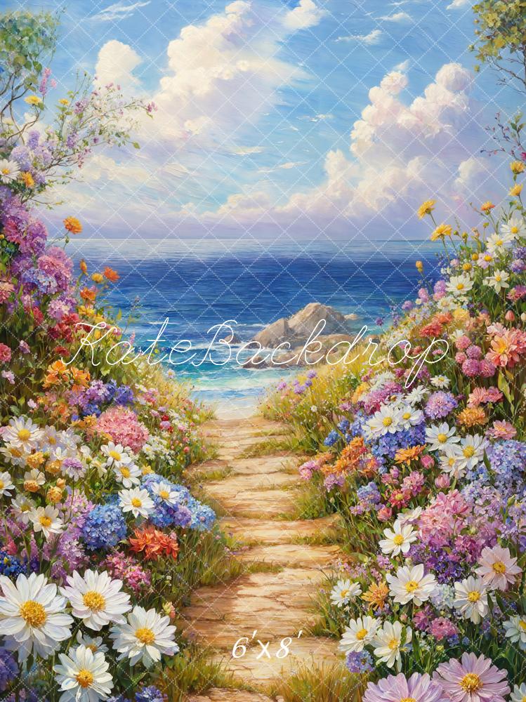 On Sale Kate Spring Floral Path Ocean Backdrop Designed by Emetselch -UK
