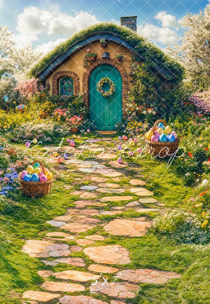 Kate Easter Spring House Eggs Path Backdrop Designed by Emetselch -UK