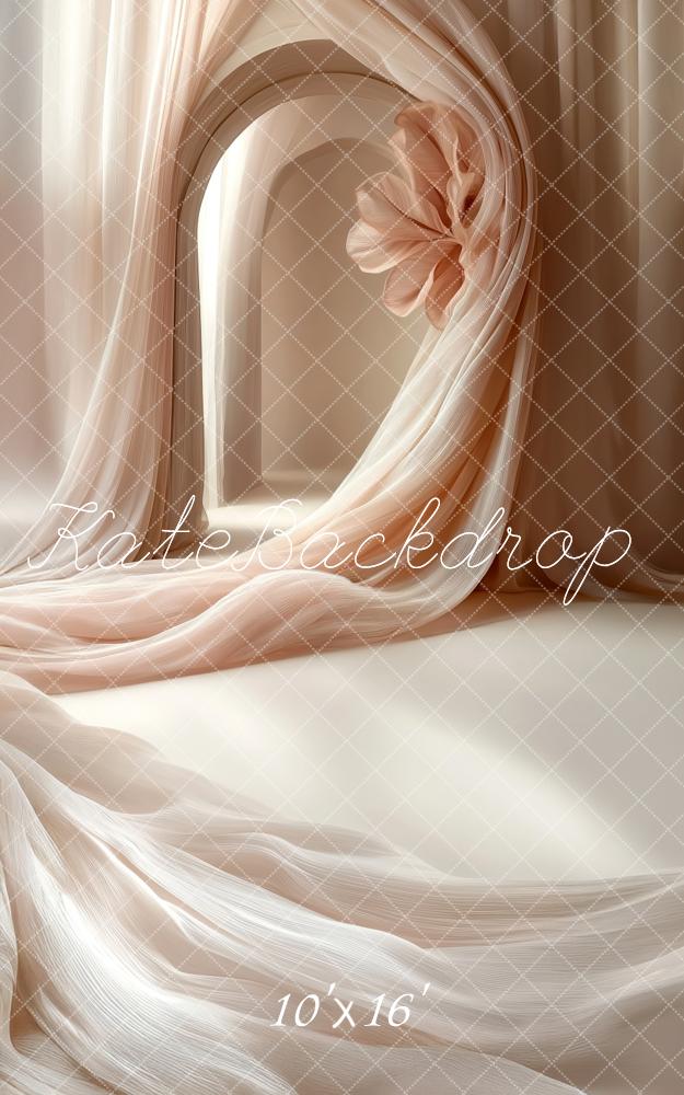 Kate Sweep Soft Peach Satin Drapery Backdrop Designed by Patty Robert -UK