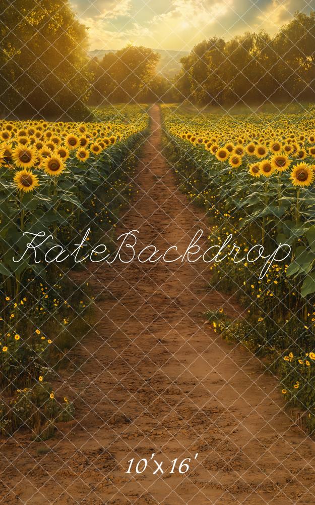 Kate Sweep Summer Sunflower Field Path Backdrop Designed by Emetselch -UK