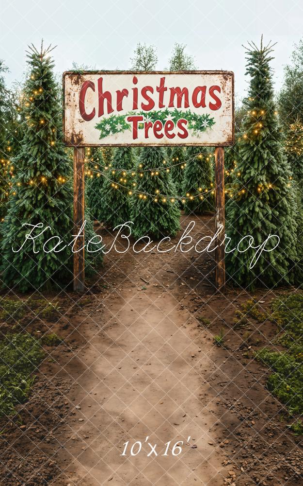 Lighnting Deals Kate Sweep Christmas Trees Farm Path Backdrop Designed by Emetselch -UK