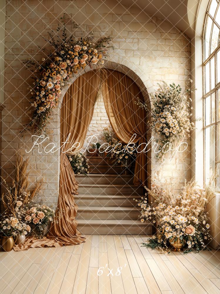 On Sale Kate Boho Arch Cascading Stairs Floral Backdrop Designed by Emetselch -UK