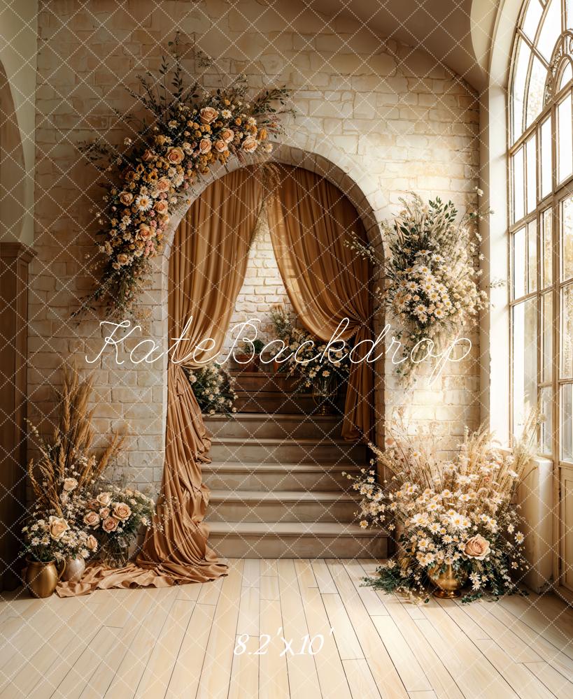 On Sale Kate Boho Arch Cascading Stairs Floral Backdrop Designed by Emetselch -UK
