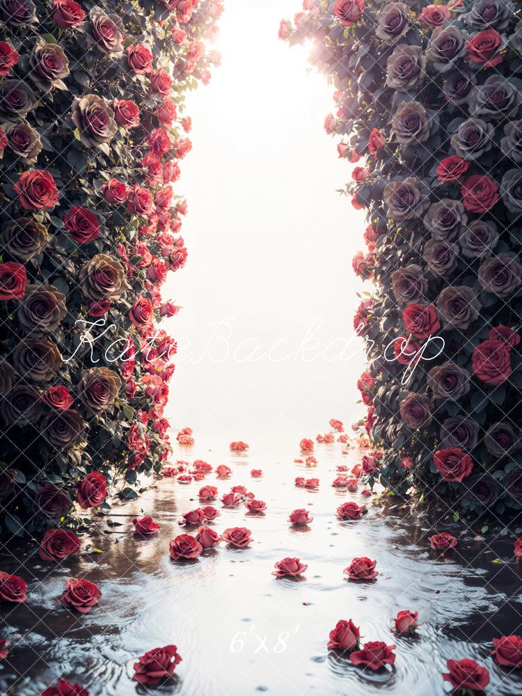 Kate Dark Rose Flower Wall Backdrop Designed by Emetselch -UK