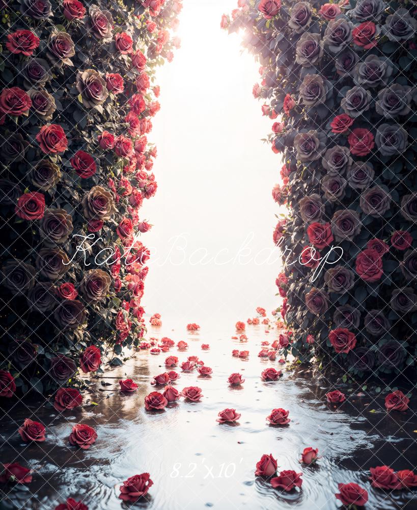 Kate Dark Rose Flower Wall Backdrop Designed by Emetselch -UK