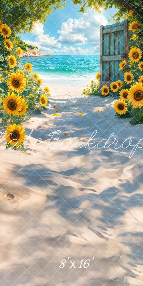 Kate Sweep Summer Beach Sunflower Backdrop Designed by Emetselch -UK