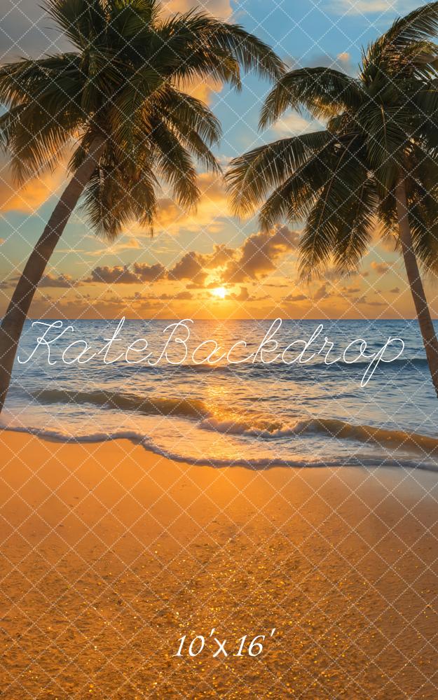 Kate Sweep Summer Beach Tropical Sunset Palm Backdrop Designed by Emetselch -UK