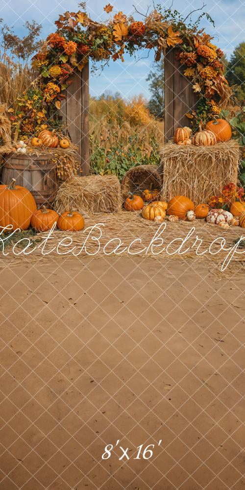 Kate Sweep Autumn Pumpkin Harvest Arch Hay Backdrop Designed by Emetselch -UK