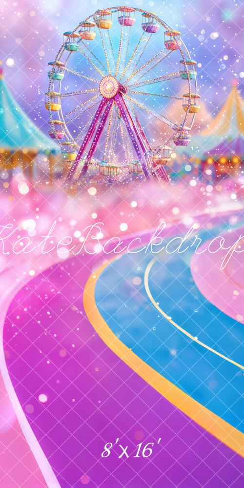 Kate Sweep Carnival Ferris Wheel Pink Backdrop Designed by Emetselch