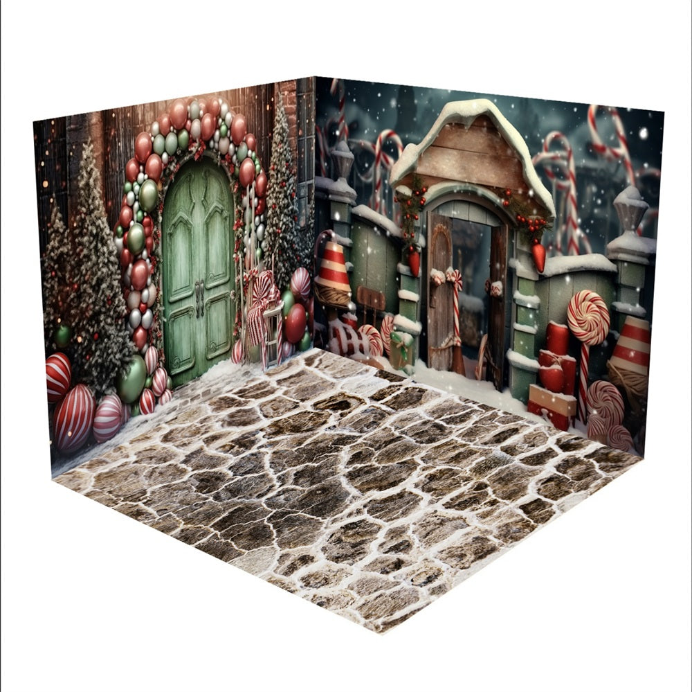 Kate Christmas Candy Door Stone Road Snow Room Set -UK