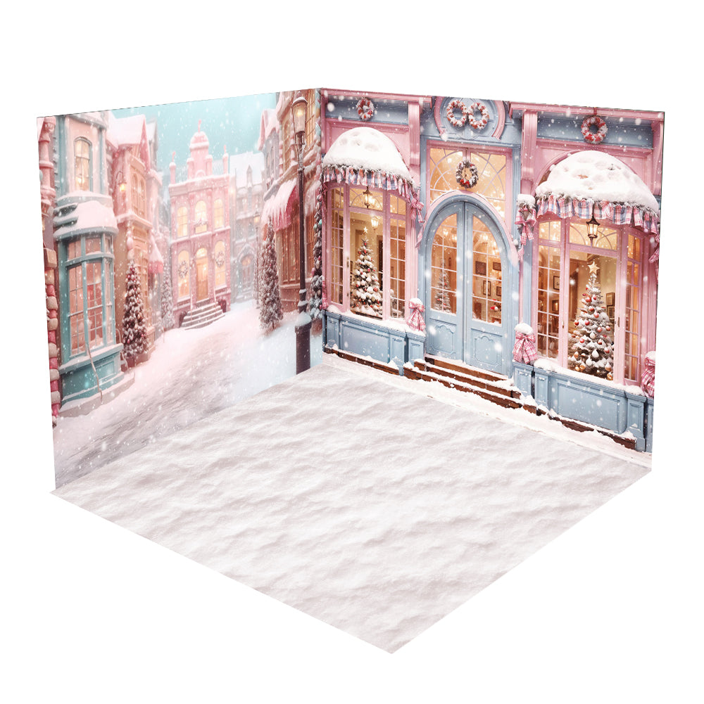 Kate Christmas Snowy Pink Street Store Room Set -UK