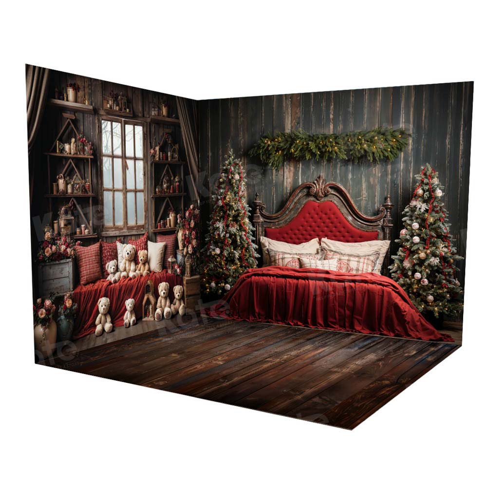 Kate Christmas Red Headboard Teddy Bear Room Set -UK