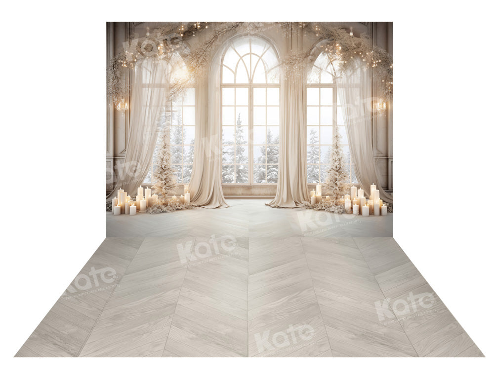 Kate Christmas White Window Backdrop+ White Floor Backdrop -UK